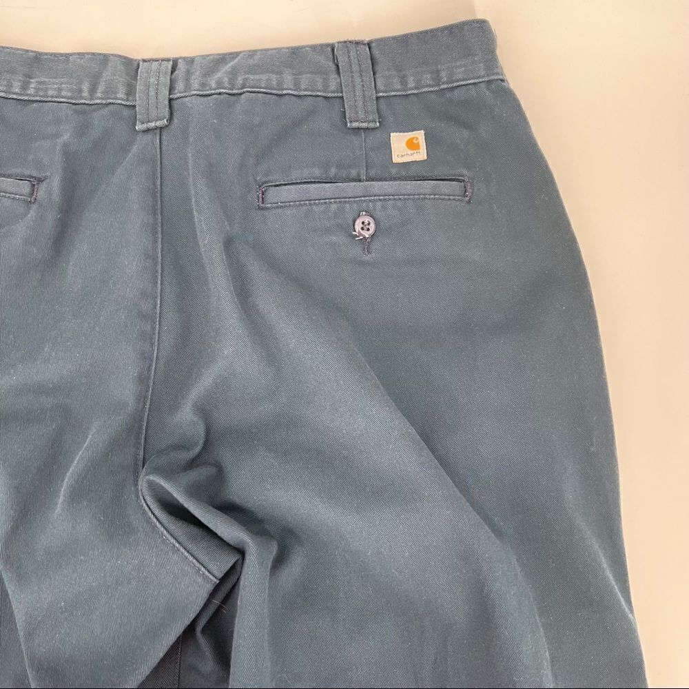 Mens Carhartt Blue Work Pants Size38 X 28 Short - image 4